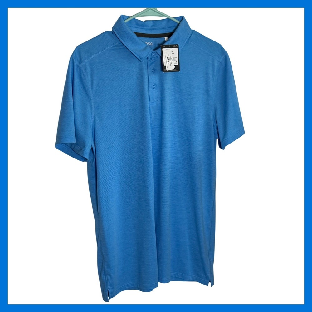 NWT DSG Mens Movement Polo Shirt Blue Short Sleeve Athletic Golf Top Size M
